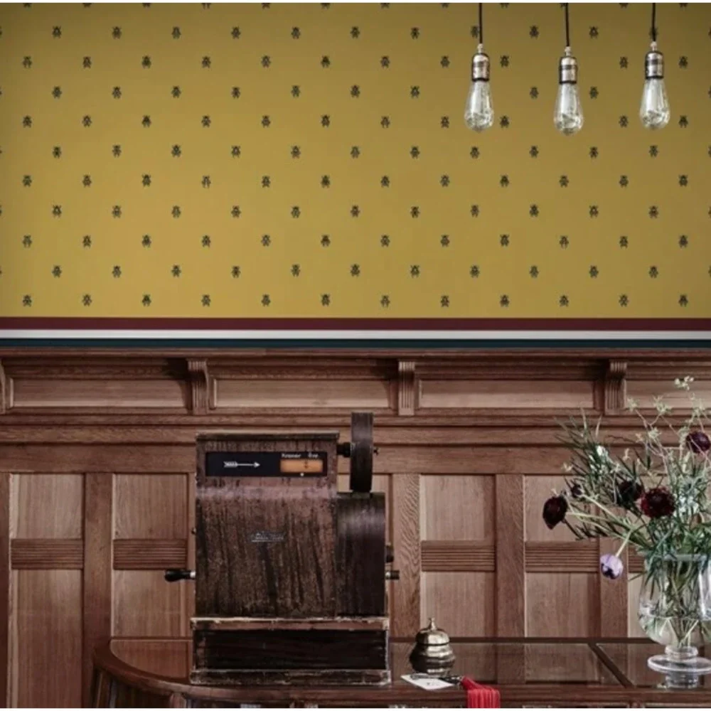 Audrey Wallpaper Sandberg Anthropologie Mustard 1 Roll NEW